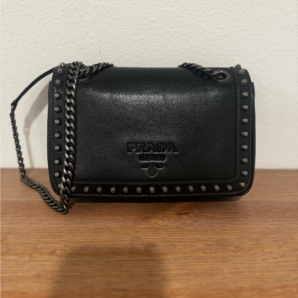 Prada Black Studded Crossbody Bag